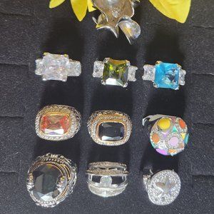 10 Ladies Fashion Jewelry Fashion Rings Size 7 Bundle 18KGP
